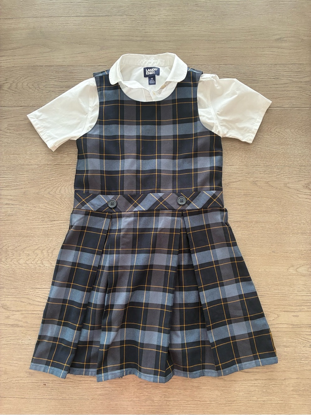 Lands' End Navy & Gold Uniform Jumper